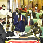 Uganda members of parliament debating issues in the House of Parliament.<br />Dodgy democratic members of an African parliament! This exchange of money has been going on since these liberators gave away their lives to save and serve the people of this country for many years from colonialism and poverty and still counting. It was first in thousands, a hundred thousands, millions of shillings, and it is now trillions of shillings and still counting as the East African Union single currency returns to hunt the economies of these African states! So then why did this patriotic opposition accept the over 3 billion shillings of the tax payers money that political parties are entitled to receive at random?