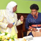 Minister of Kampala Capital City and Metropolitan Affairs Minsa Kabanda Nabengo (left) interacts with Inspector General of Government Beti Kamya  on May 17, 2022. PHOTO/FRANK BAGUMA<br />The IGG says budgeting and procurement processes need to be streamlined in order to curb corruption.